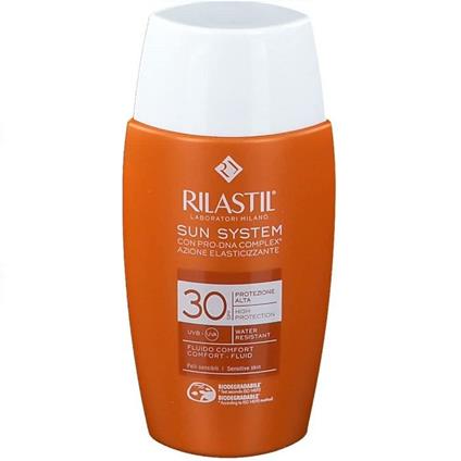 Rilastil Sun System Fluido Solare Idratante e Antiossidante SPF 30 per Pelli Sensibili Confezione da