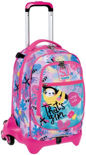 Zaino scuola Trolley Jack-3 ruote + SJ Gang Clack It Girl, Sea Water - 37 x 51 x 27 cm