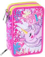 Cartoleria Astuccio 3 Zip Sj Gang Unicorn Led Girl, Candy Fuxia Sj Gang