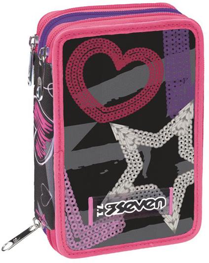 Astuccio 3 Zip Seven Draft Heart, Jet Black