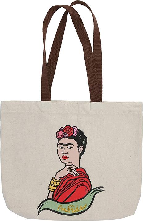 Borsa a soffietto, Frida Kahlo, verde, cotone - 45 x 35 x 7 cm - 6