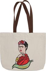 Borsa a soffietto, Frida Kahlo, ecru, cotone - 45 x 35 x 7 cm