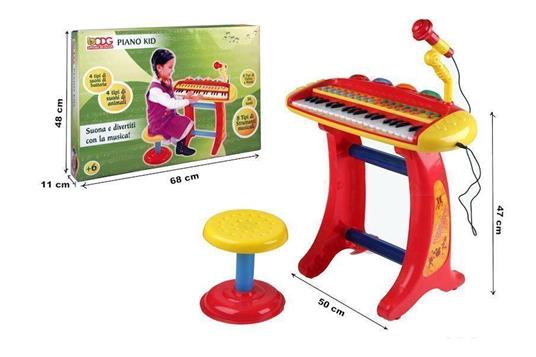 Piano Pianoforte Pianola Elettronica Kids con Sgabello e Microfono Luci Suoni - 49