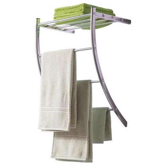 Portasciugamani Da Parete Bagno 3 Ripiani Porta Asciugamani con Mensola In  Acciaio - ND - Casa e Cucina | IBS