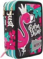 Gopop Astuccio Scuola 3 Zip Flamingo