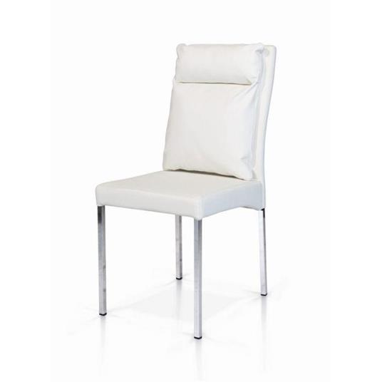 Set di 2 sedie STAMFORD bianche in ecopelle con struttura in metallo  cromato - KONTE.DESIGN - Casa e Cucina | IBS