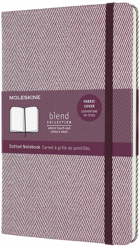 Taccuino Moleskine Blend 20 Large puntinato Black Harringbone in tessuto. Porpora