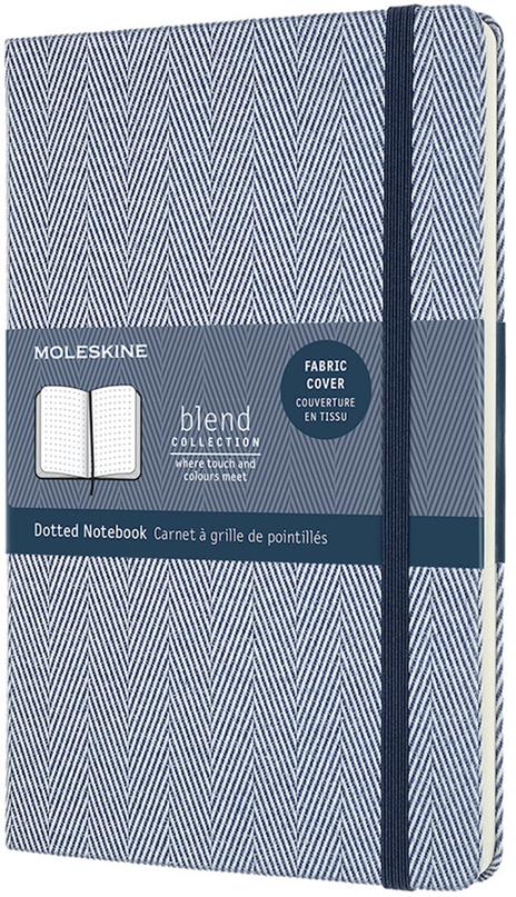 Taccuino Moleskine Blend 20 Large puntinato Black Harringbone in tessuto. Porpora