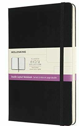 Taccuino Large Nero Doppio Layout a Righe e Pagine Bianche, Mixed (Ruled-Plain), Large 13X21, Hard, Black