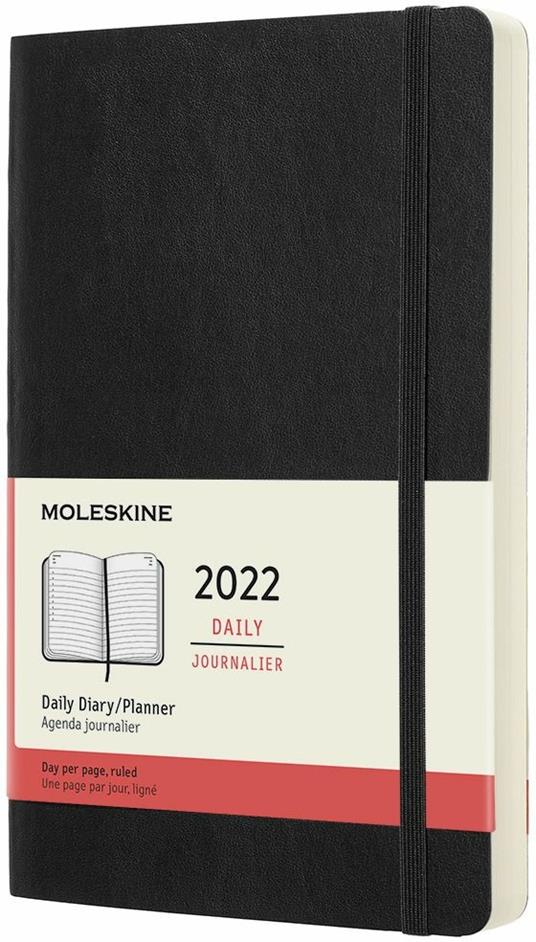 Agenda giornaliera Moleskine 2022, 12 mesi, Large, copertina morbida - Nero  - Moleskine - Cartoleria e scuola | IBS