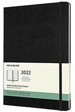 Agenda Settimanale Moleskine 2022, 12 Mesi, Rigida, XL 19x25 cm, Nero