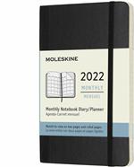 Agenda mensile Moleskine 2022, 12 mesi, Pocket, copertina morbida - Nero