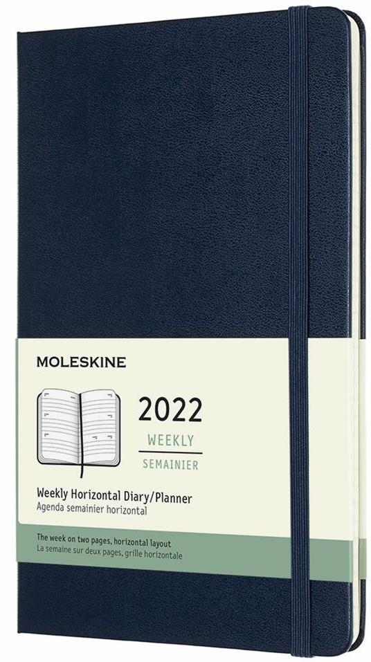Agenda settimanale Moleskine 2022, 12 mesi orizzontale, Large, copertina  rigida - Blu zaffiro - Moleskine - Cartoleria e scuola | IBS