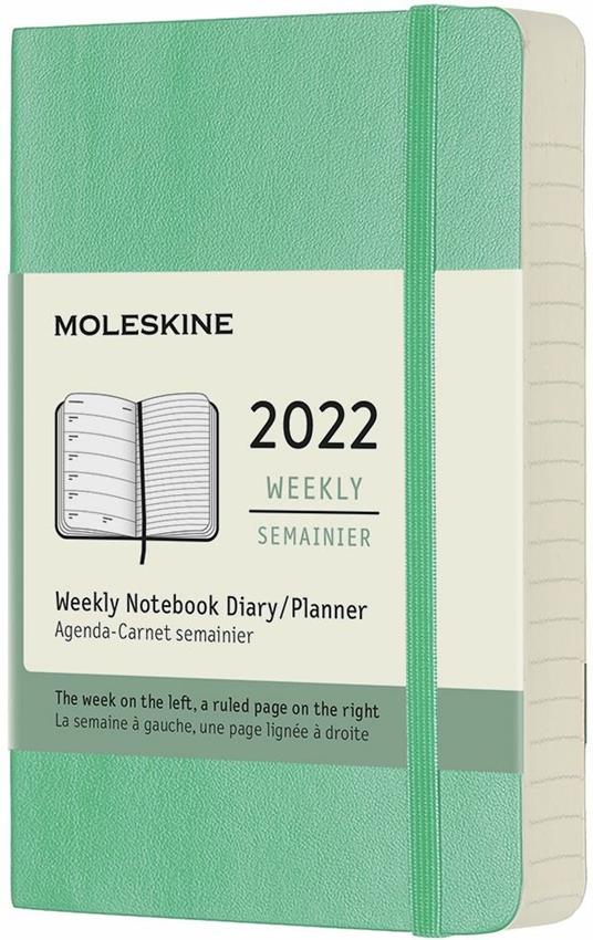 Agenda settimanale Moleskine 2022, 12 mesi con spazio per note, Pocket,  copertina morbida - Verde ghiaccio - Moleskine - Cartoleria e scuola | IBS