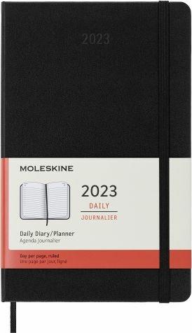 Agenda giornaliera Moleskine 2023, 12 mesi, Large, copertina rigida, Nero - 13  x 21 cm - Moleskine - Cartoleria e scuola