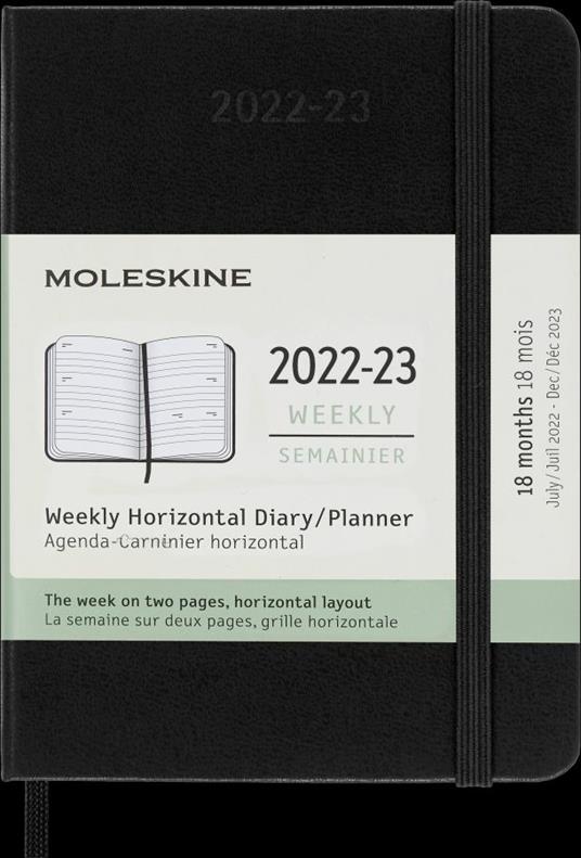 Agenda settimanale Moleskine 2022-2023, 18 mesi, orizzontale, Pocket,  copertina rigida - Nero - Moleskine - Cartoleria e scuola | IBS