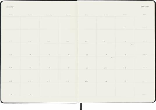 Agenda mensile Moleskine 2023, 12 mesi, XL, copertina rigida