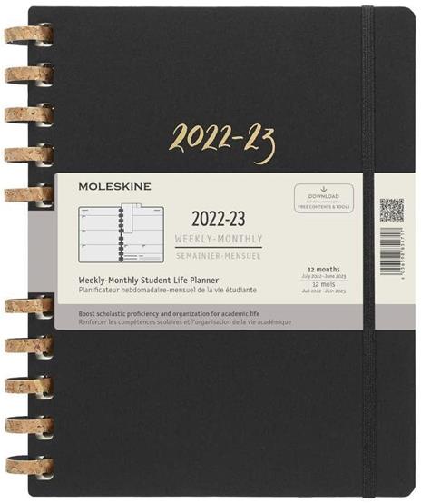 Agenda accademica spiralata Moleskine 2022-2023, 12 mesi, XXL, Remake Midnight - 23,5 x 28,14 cm