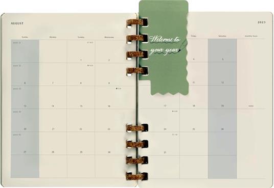Planner accademico mensile orizzontale Moleskine 2024, 12 mesi, XL, copertina rigida, Kiwi - 20,4 x 25,2 cm - 9