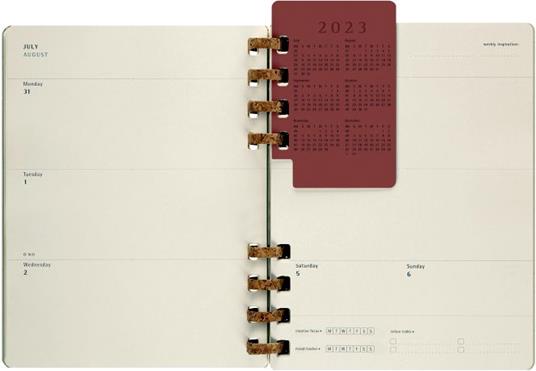 Planner accademico mensile orizzontale Moleskine 2024, 12 mesi, XL, copertina rigida, Kiwi - 20,4 x 25,2 cm - 10