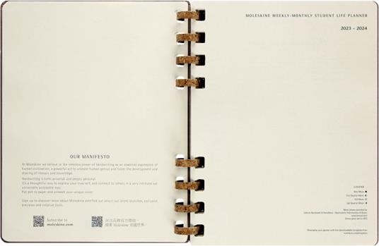 Planner accademico mensile orizzontale Moleskine 2024, 12 mesi, XL, copertina rigida, Mandorla - 20,4 x 25,2 cm - 3