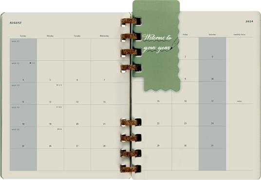 Planner Spiral Moleskine mensile orizzontale 2024, 12 mesi, XL, copertina rigida, Kiwi - 20, 4 x 25, 2 cm - 9