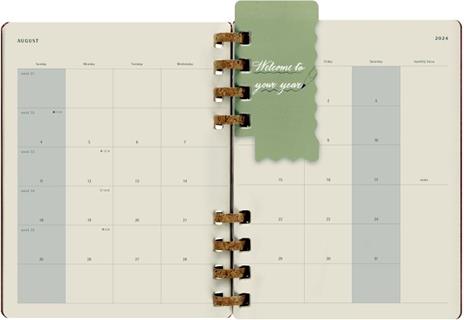 Planner Spiral Moleskine mensile orizzontale 2024, 12 mesi, XL, copertina rigida, Mandorla - 20, 4 x 25, 2 cm - 9