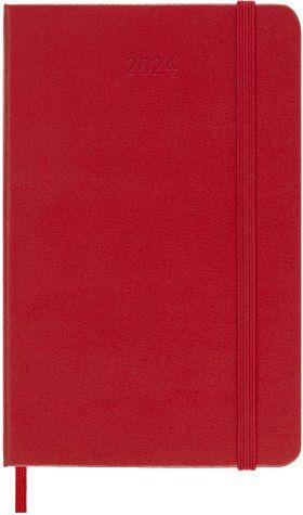 Agenda Moleskine giornaliera 2024, 12 mesi, Pocket, copertina rigida, Rosso scarlatto - 9 x 14 cm