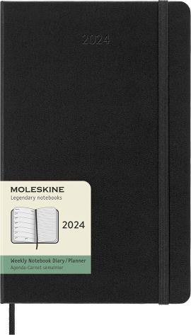 Agenda Moleskine settimanale 2024, 12 mesi, Large, copertina rigida, Nero - 13 x 21 cm - 7