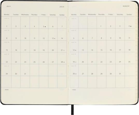 Agenda Moleskine settimanale 2024, 12 mesi, Pocket, copertina rigida, Nero - 9 x 14 cm - 4