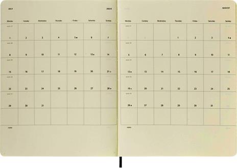 Agenda Moleskine settimanale 2024, 12 mesi, XL, copertina morbida, Blu zaffiro - 19 x 25 cm - 4