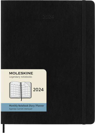 Agenda Moleskine mensile 2024, 12 mesi, XL, copertina morbida, Nero - 19 x  25 cm - Moleskine - Cartoleria e scuola