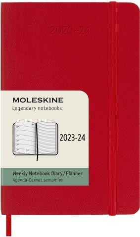 Agenda accademica settimanale Moleskine 2024, 18 mesi, Pocket, copertina  morbida, Rosso scarlatto - 9 x 14 cm - Moleskine - Cartoleria e scuola