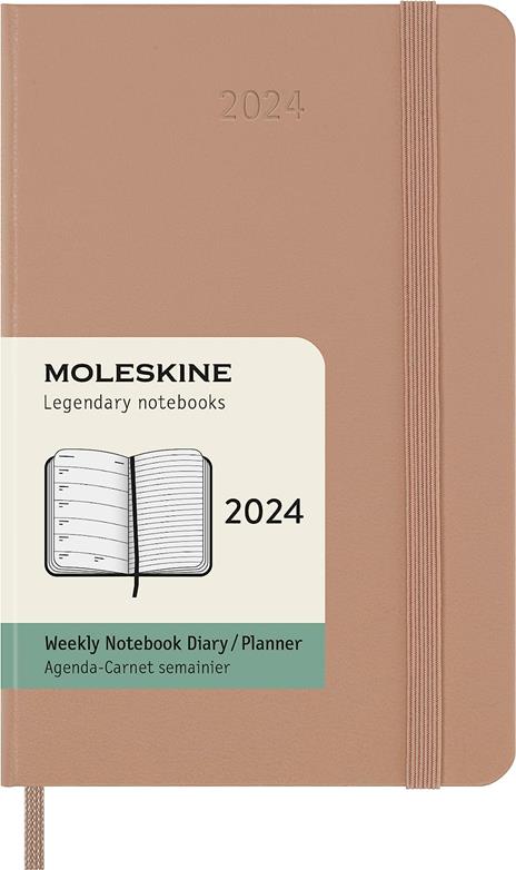 Agenda Moleskine settimanale 2024, 12 mesi, Pocket, copertina rigida, Marrone - 9 x 14 cm