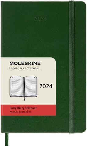 Agenda Moleskine giornaliera 2024, 12 mesi, Pocket, copertina rigida, Verde  mirto - 9 x 14 cm - Moleskine - Cartoleria e scuola