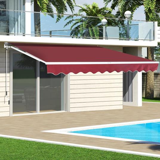 Tenda da Sole Avvolgibile per Giardino Balcone Impermeabile in Poliestere  Rosso Bordeaux 3×2,5m - Outsunny - Idee regalo | IBS