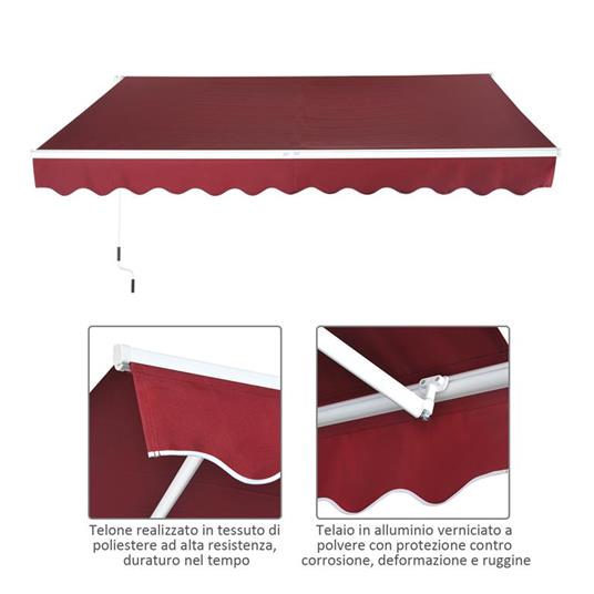 Tenda da Sole Avvolgibile per Giardino Balcone Impermeabile in Poliestere  Rosso Bordeaux 3×2,5m - Outsunny - Idee regalo | IBS