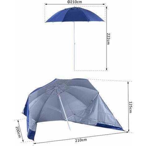 Outsunny Ombrellone Tenda 2 in 1 da Spiaggia Protezione UV50 Diametro 210cm  - Outsunny - Idee regalo | IBS