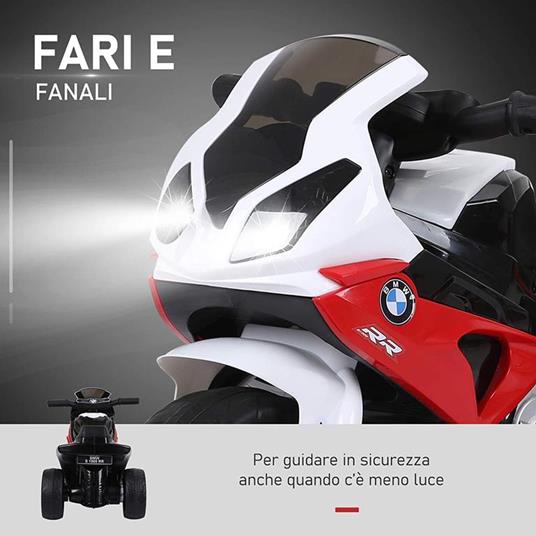 Moto Elettrica Per Bambini Bmw S1000Rr Ufficiale, 3 Ruote Con Luci E Suoni  Realistici, Rosso - HomCom - Elettriche - Giocattoli | IBS