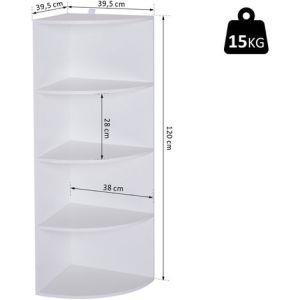 Libreria Ad Angolo 4 Ripiani In Legno Bianco 39.5X39.5X120Cm - Homcom -  Idee regalo