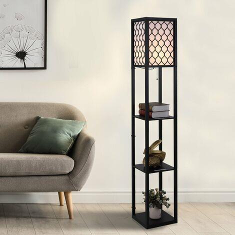 Lampada da Terra Moderna con Libreria 3 Livelli Nero 26 x 26 x 160 cm -  Homcom - Idee regalo | IBS