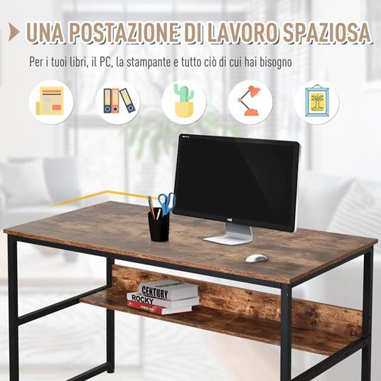 Homcom Tavolo Scrivania Stile Industriale con Struttura in Acciaio 120 x 60  x 77cm - Homcom - Idee regalo | IBS