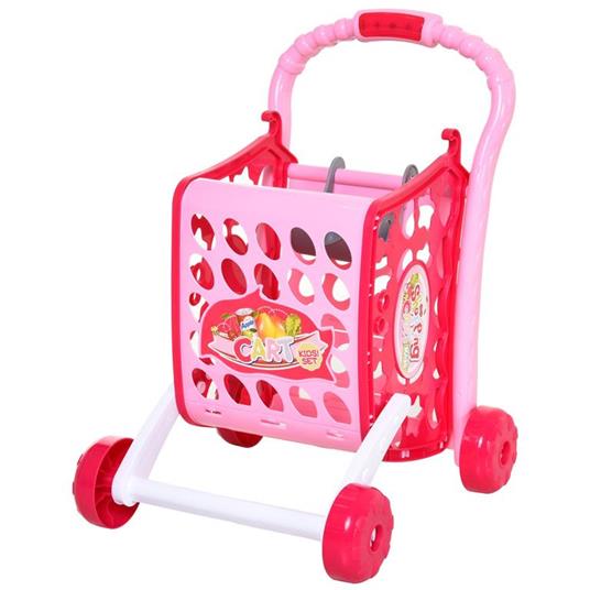 Homcom Carrello della Spesa Giocattolo per Bambini con Accessori e Musica Rosa