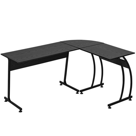 Homcom Scrivania Gaming Angolare in Legno e Metallo, Nera, 112.5 x 152 x  74cm - Homcom - Idee regalo