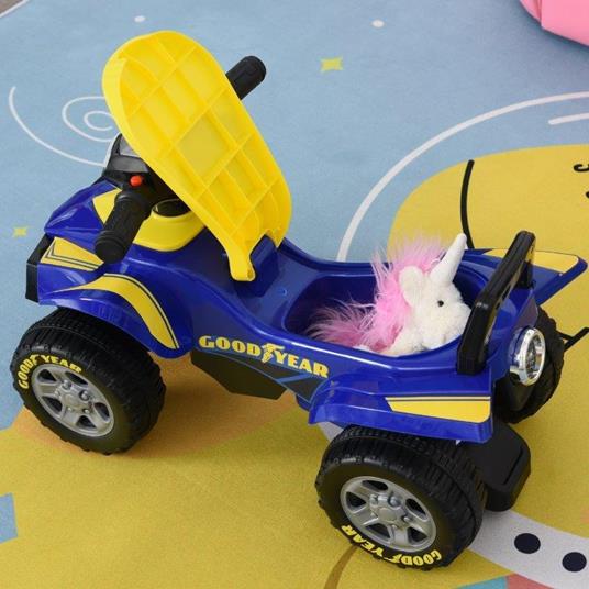 HomCom Quad Giocattolo per Bambini 12-36 Mesi con Licenza GOODYEAR con Luci e Suoni Blu e Giallo - 2