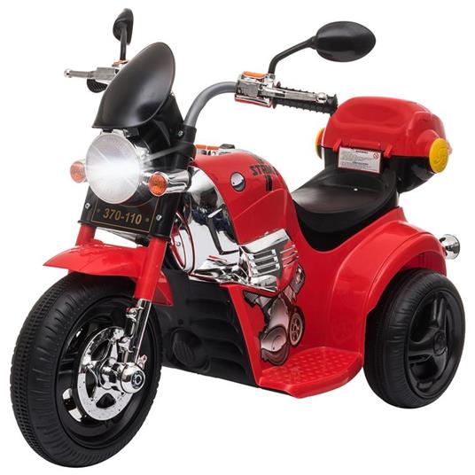 Homcom Moto Elettrica per Bambini 3-6 Anni con Luci Suoni e 3 Ruote Stabili  Rossa - HomCom - Elettriche - Giocattoli | IBS