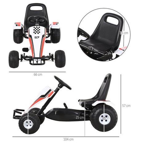 HomCom Gokart a pedale per bambini 3-8anni seduta regolabile in metallo plastica - 3