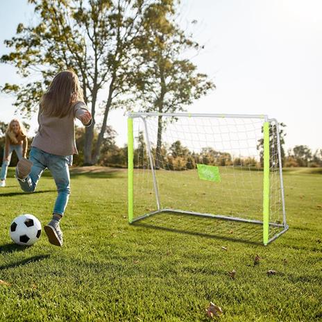 HomCom Porta da Calcio per Adulti e Bambini Rete con Bersaglio Centrale e Pali in Tessuto Giallo 186x62x123cm - 2