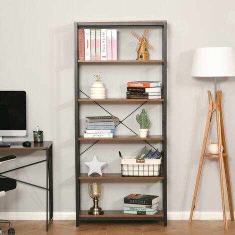 HOMCOM Libreria in Stile Industriale Vintage con 6 Mensole in Legno e  Metallo Nero - Homcom - Idee regalo | IBS