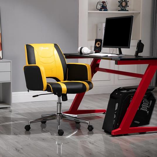 Vinsetto Sedia da Ufficio sedia da gaming Sgabello Racing Ergonomica  Altezza Regolabile Girevole Giallo - Vinsetto - Idee regalo | IBS